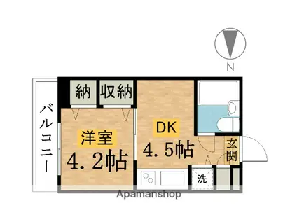 コムーネ八王子・片倉(1DK/2階)の間取り写真