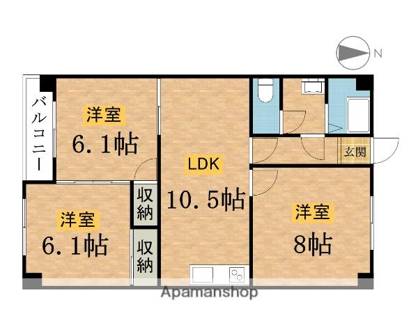 第二サンライズマンション(3LDK/5階)の間取り写真