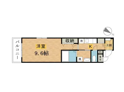 横浜線 片倉駅 徒歩9分 3階建 築2年(1K/3階)の間取り写真