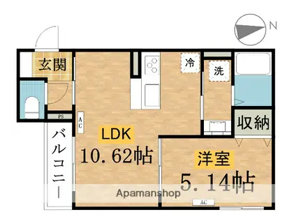 レクシア上野町A(1LDK/3階)の間取り写真