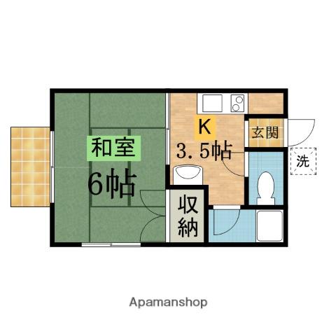 ハイツタケシマⅡ(1K/2階)の間取り写真