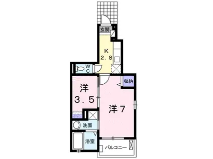 ラテル元町(2K/1階)の間取り写真