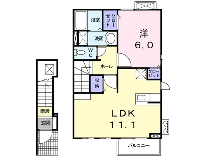 アデッソ(1LDK/2階)の間取り写真