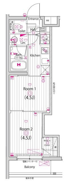 ガーラ・ヒルズ練馬(2K/1階)の間取り写真