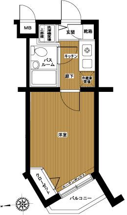 フェニックス芦花公園駅前壱番館(1K/3階)の間取り写真