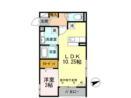 ファミールひばり(1LDK/2階)の間取り写真