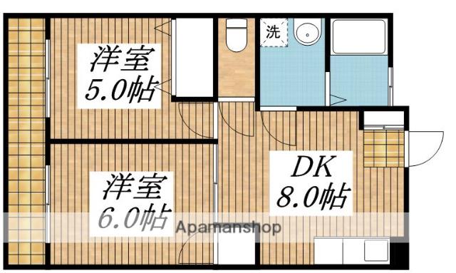 松栄スカイコーポ(2DK/2階)の間取り写真