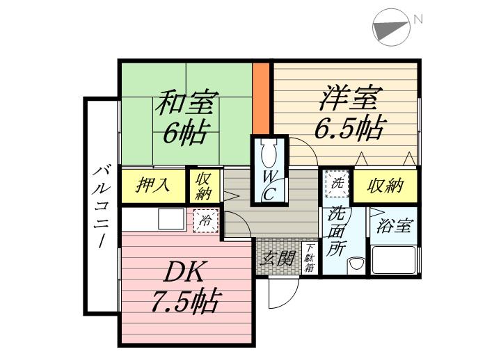 メゾンソレーユ(2DK/1階)の間取り写真
