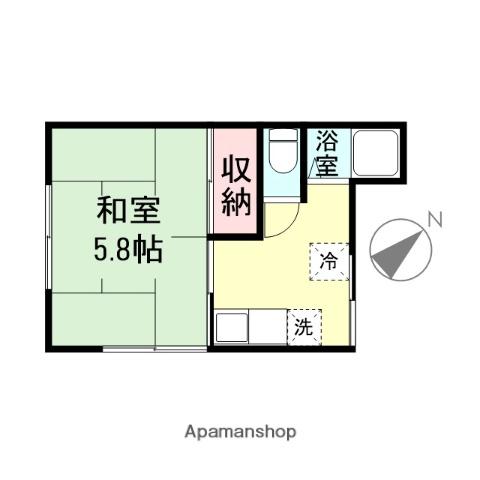 渡辺荘(1K/2階)の間取り写真