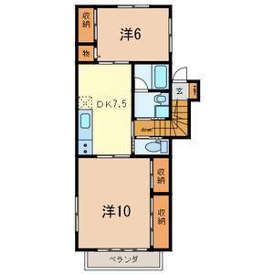 ベル・セゾン(2DK/2階)の間取り写真