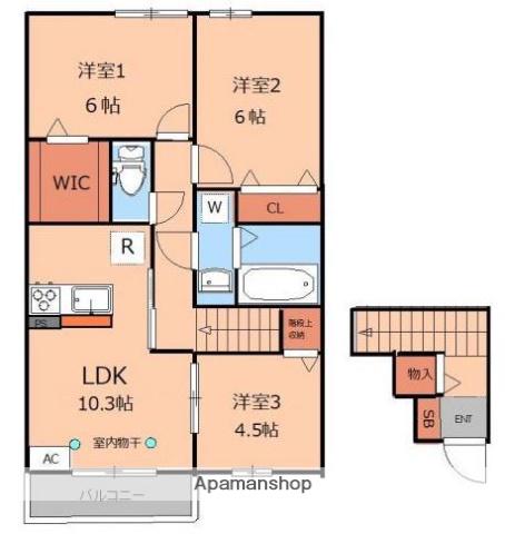 GARDEN HOUSE A棟(3LDK/2階)の間取り写真