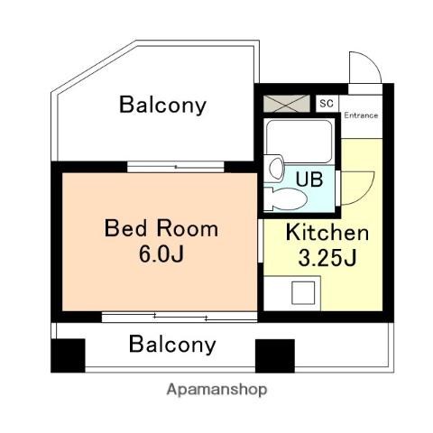 岡部ビル(1K/4階)の間取り写真
