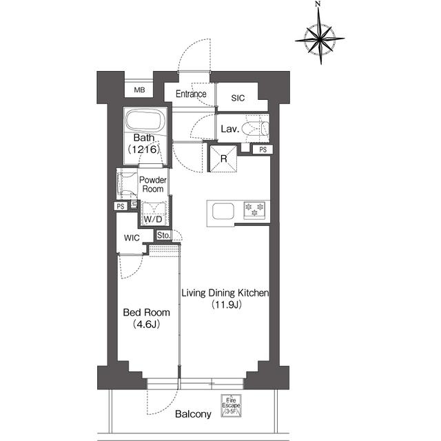 バウスステージ練馬豊玉(1LDK/3階)の間取り写真
