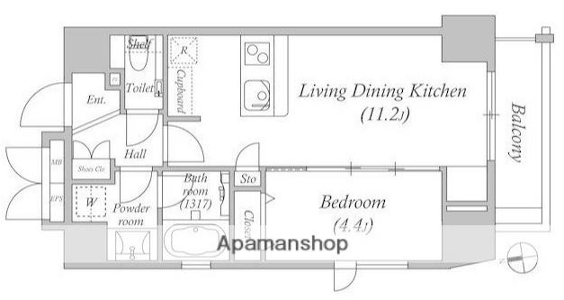 オーパスホームズ大泉学園Ⅰ(1LDK/4階)の間取り写真