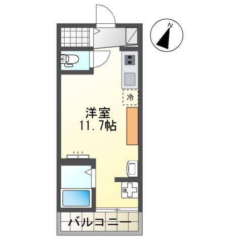 スライヴ(1K/2階)の間取り写真