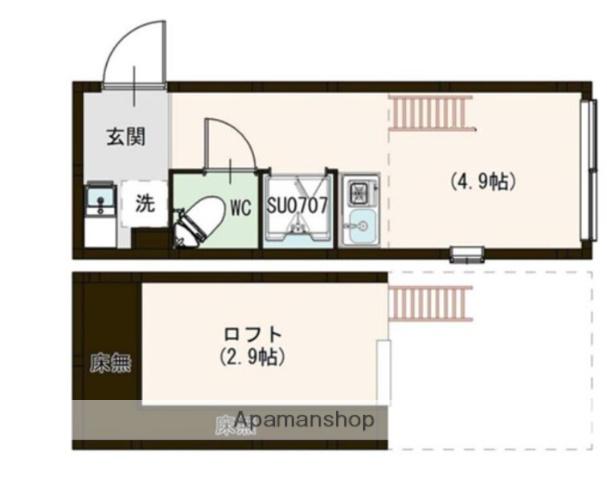 ハーモニーテラス富士見台Ⅱ(ワンルーム/2階)の間取り写真