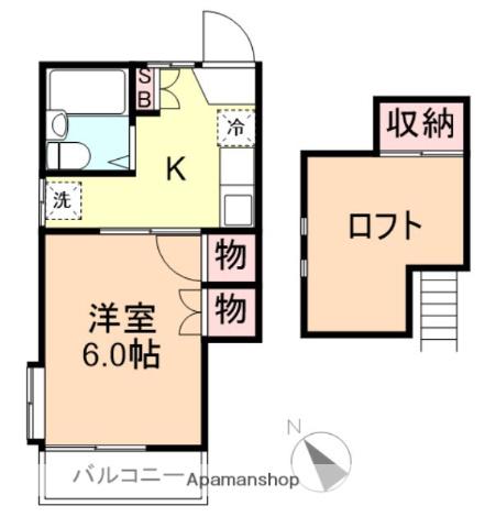 武蔵野プラザ(1K/2階)の間取り写真