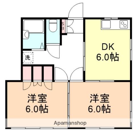 武蔵野プラザ(2DK/1階)の間取り写真