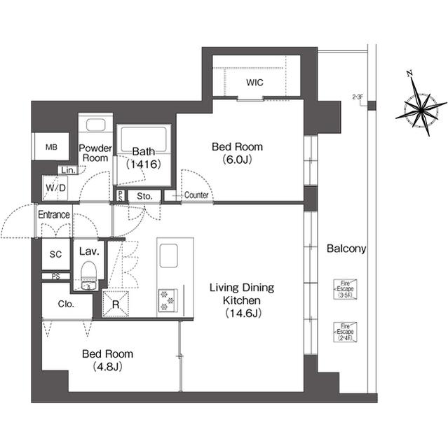 ルーウェ東大泉(2LDK/4階)の間取り写真