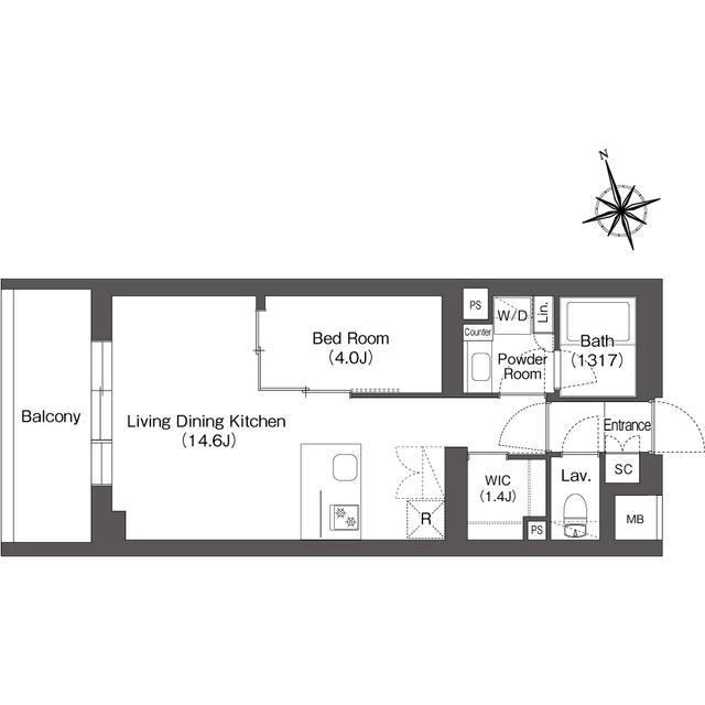 ルーウェ東大泉(1LDK/5階)の間取り写真