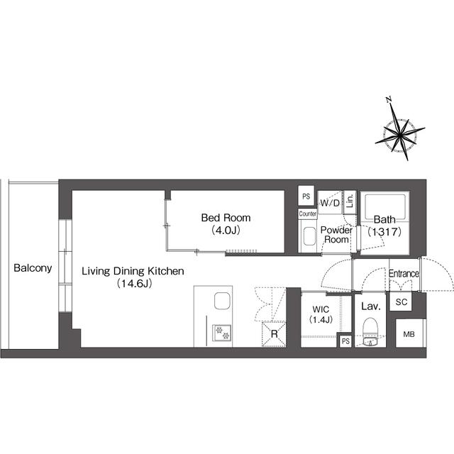 ルーウェ東大泉(1LDK/4階)の間取り写真