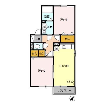 オードリー・モア参番館(2DK/2階)の間取り写真