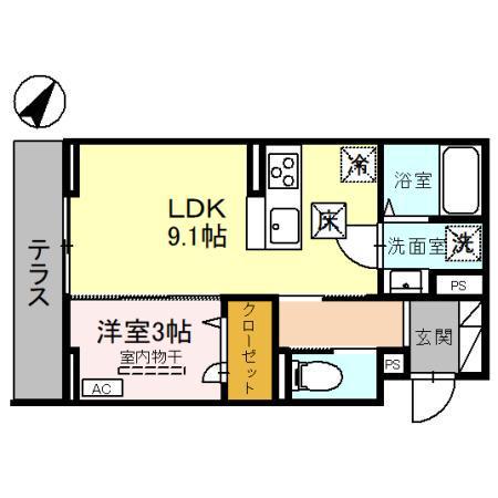 D-SERENO弥生(1LDK/1階)の間取り写真