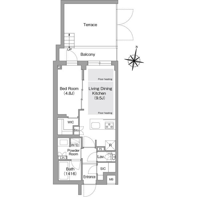 コンフォリア・リヴ東中野(1LDK/B1階)の間取り写真