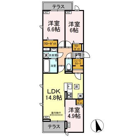 セレスティア下石神井(3LDK/1階)の間取り写真