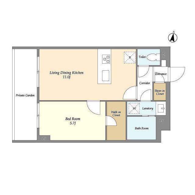 メゾンドオンディーヌ(1LDK/1階)の間取り写真