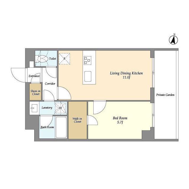 メゾンドオンディーヌ(1LDK/1階)の間取り写真