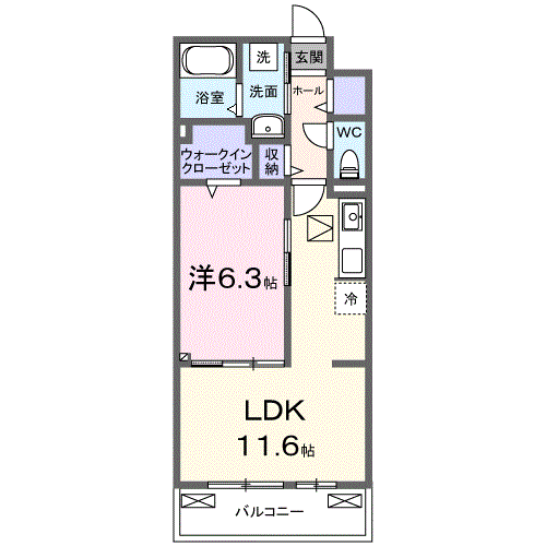ヒカルサ西所沢(1LDK/3階)の間取り写真