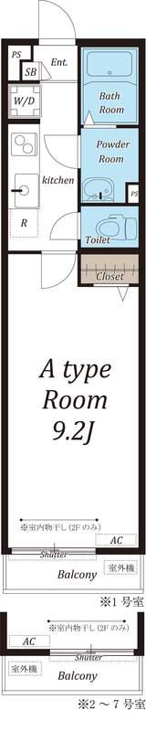 リブリ・CALME-TROIS(1K/2階)の間取り写真