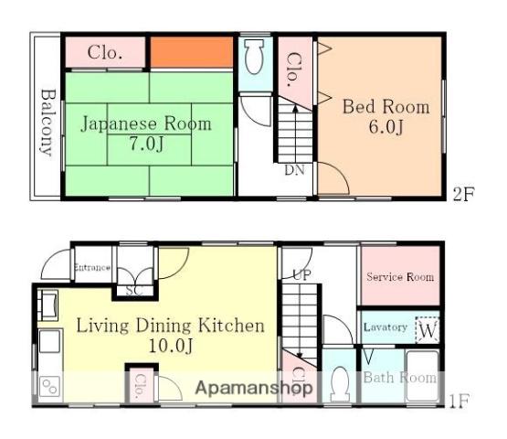 総武・中央緩行線 小岩駅 徒歩5分 2階建 築56年(2SLDK)の間取り写真