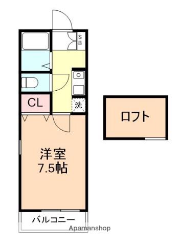 アジュールA(1K/2階)の間取り写真
