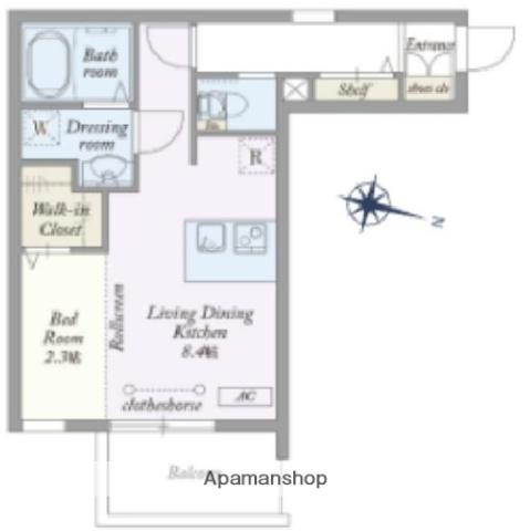 パークサイドレジデンス大泉学園町(ワンルーム/2階)の間取り写真
