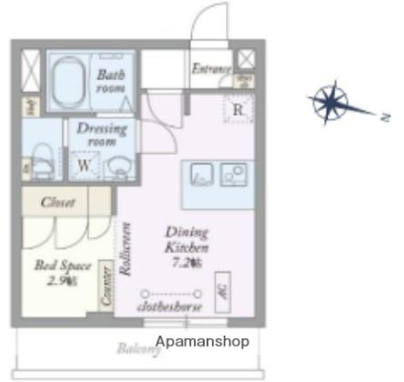 パークサイドレジデンス大泉学園町(ワンルーム/2階)の間取り写真