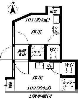 西武鉄道新宿線 沼袋駅 徒歩3分 2階建 築50年(ワンルーム/1階)の間取り写真