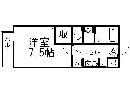 ラ フローラ(1K/2階)の間取り写真