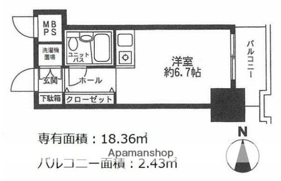 パレドール文京メトロプラザ1(ワンルーム/8階)の間取り写真