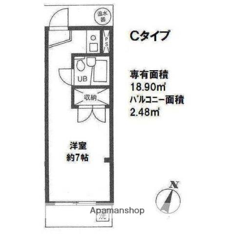 ブランノーヴァ西日暮里(ワンルーム/2階)の間取り写真