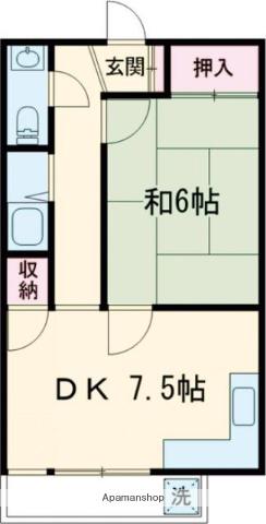 町田ファミール(1DK/2階)の間取り写真