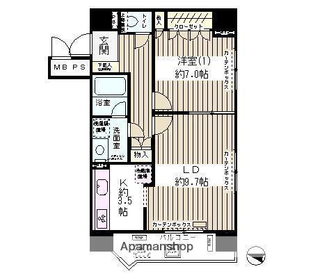 ハイクラッセ日本橋浜町(1LDK/9階)の間取り写真