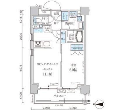 パークアクシス菊川ステーションゲート(1LDK/11階)の間取り写真