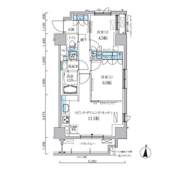 パークアクシス両国馬車通(2LDK/3階)の間取り写真