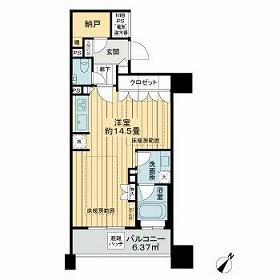 ライオンズシティ東京タイムズプレイス(ワンルーム/13階)の間取り写真