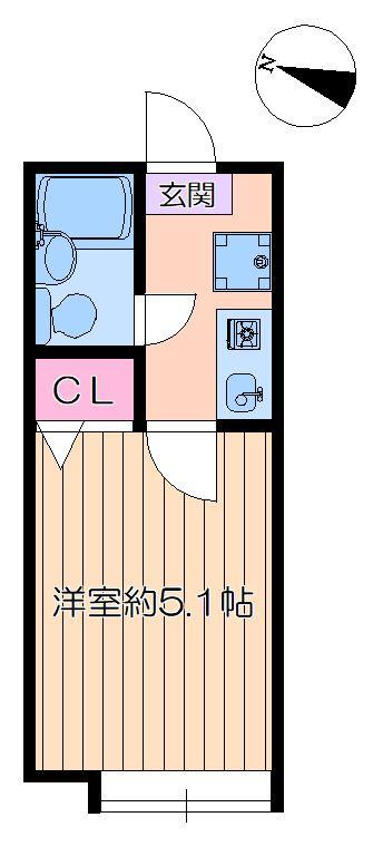 リーベル綾瀬A(1K/1階)の間取り写真