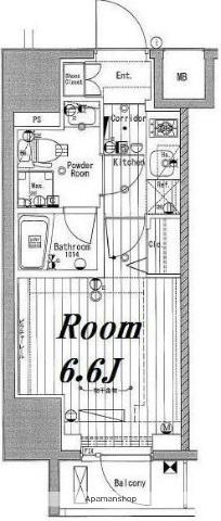 メイクスデザイン池袋(1K/2階)の間取り写真