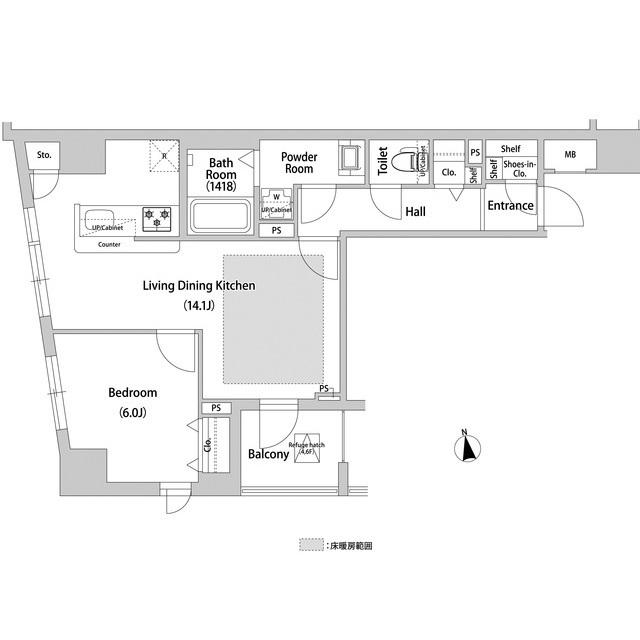 BLESS西巣鴨(1LDK/5階)の間取り写真