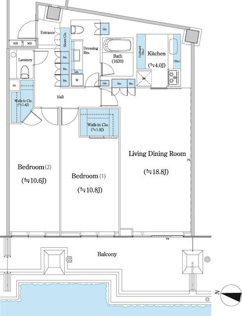 二番町テラス(2LDK/9階)の間取り写真